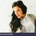 Portrait of beautiful brunette woman model