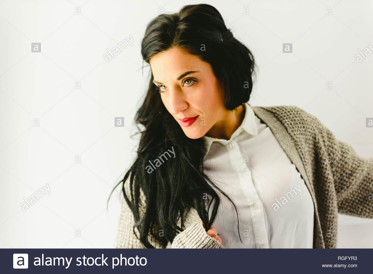 Portrait of beautiful brunette woman model